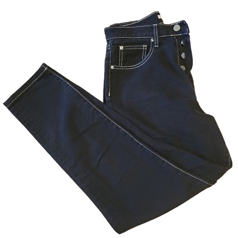 Weworewhat Womens High Rise Straight Leg Stylish Dark Denim Blue Jeans Size 26